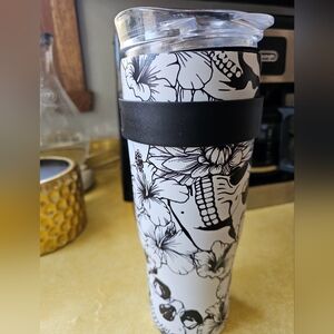Wellness Halloween Skull & Floral mug tumbler 40oz.